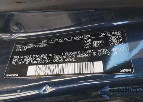 2011 Volvo S60 T6 из США, поврежденный, VIN YV1902FH5B2006927